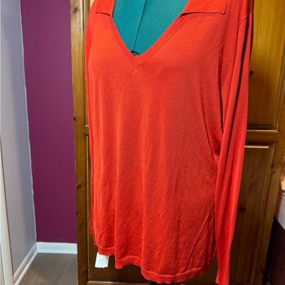 NWT - Marina Rinaldi Voyage Red V-Neck Sweater - Size XL/size 20 - Picture 2 of 16
